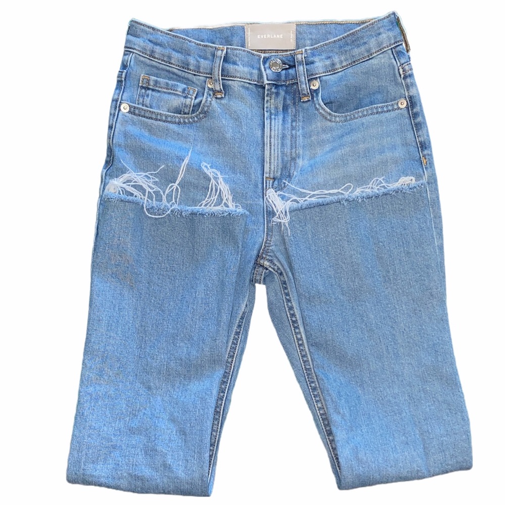Everlane Jeans Straight Leg Raw Hem Cut Off Jeans 25 regular